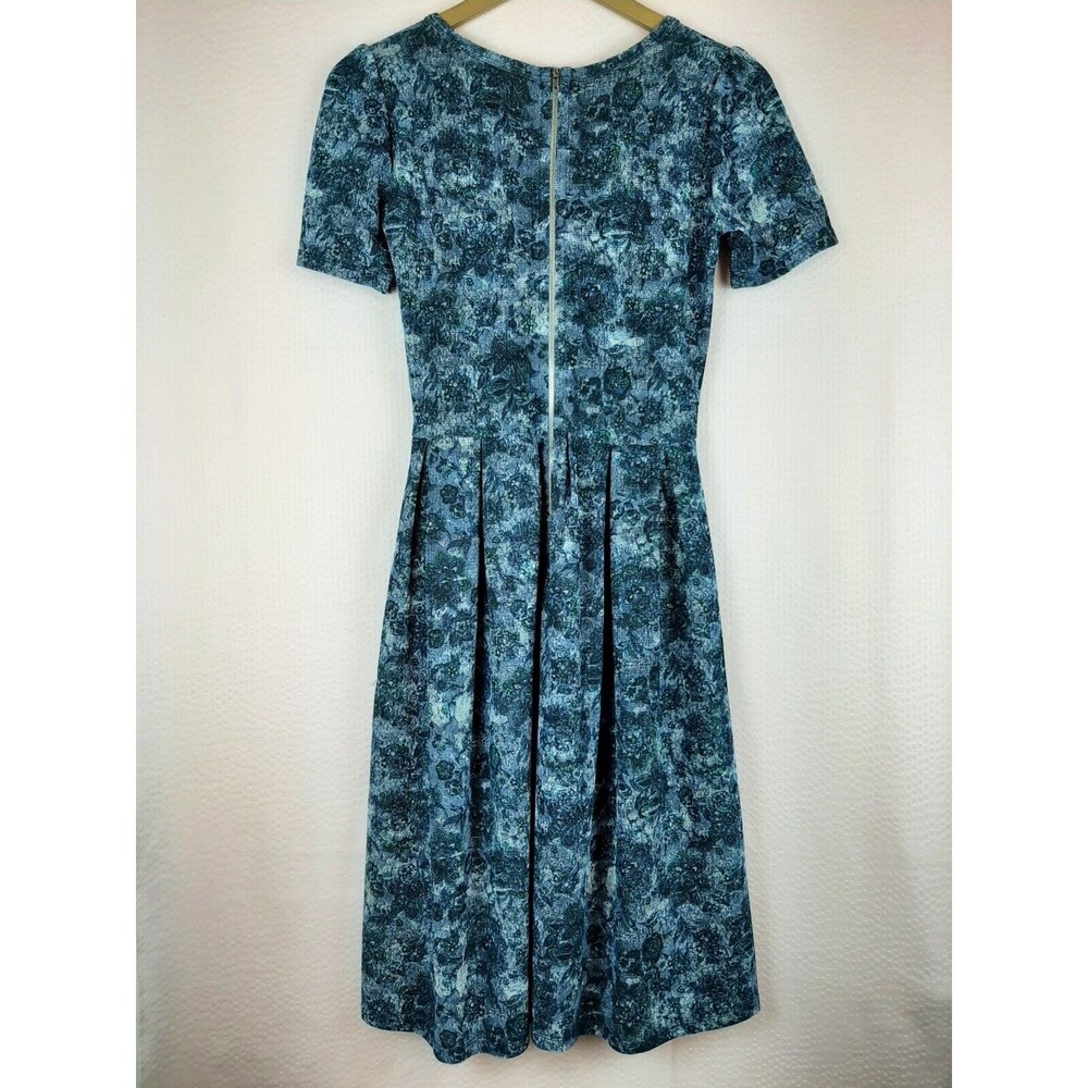 Lularoe Women Beautiful Elegant Amelia Dress Blue Floral Stretch Pockets XS - Picture 9 of 12